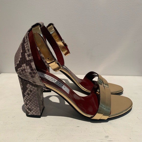 NWT PHILOSOPHY di LORENZO SERAFINI Gold heels - Picture 1 of 4